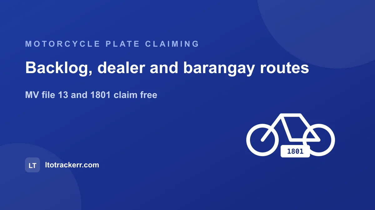 motorcycle plate claiming routes for lto backlog dealer and barangay